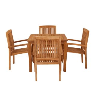 Marbrook Teak Table With 4 Henley Stacking Chairs 90cm x 90cm