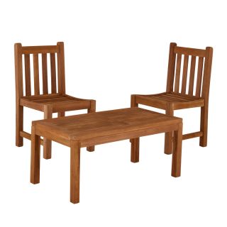 Burford Teak Coffee Table With 2 Grisdale Side Chairs 100cm x 50cm