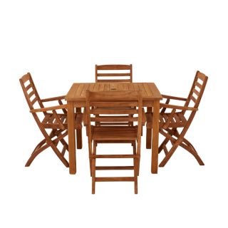 Marbrook Teak Table with 4 Wenlock Carver Chairs 90cm x 90cm