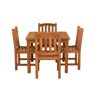 Marbrook Teak Table With 4 Malvern Side Chairs 90cm x 90cm