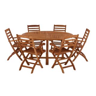 Broadway Teak Round Table with 6 Wenlock Carver Chairs 150cm
