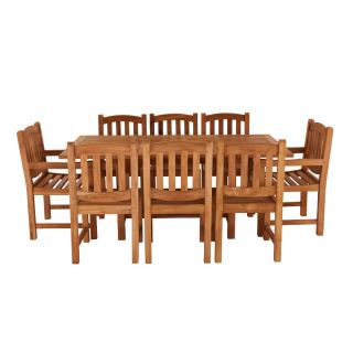 Arrow Teak Rectangular Extending Dining Table With 6 Malvern Side Chairs & 2 Malvern Carver Chairs 120-180cm