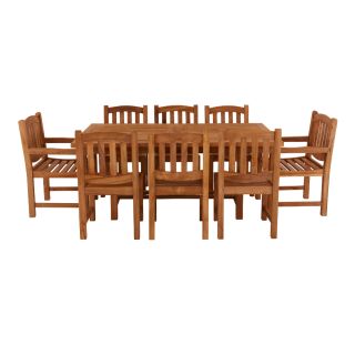Arrow Teak Rectangular Extending Dining Table With 6 Malvern Side Chairs & 2 Malvern Carver Chairs 180-240cm 