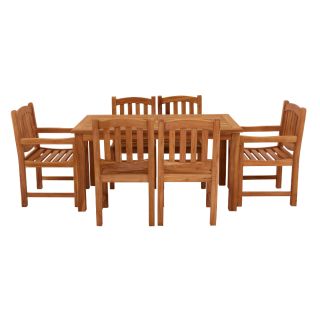 Marbrook Teak Table With 4 Malvern Side Chairs & 2 Malvern Carver Chairs 150cm x 90cm