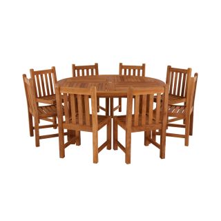 Churn Teak Round Table With 8 Grisdale Side Chairs 160cm