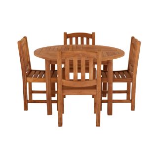 Churn Teak Round Table With 4 Malvern Side Chairs 120cm