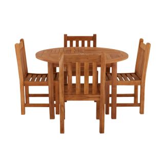 Churn Teak Round Table With 4 Grisdale Side Chairs 120cm