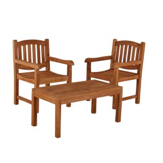 Burford Teak Coffee Table With 2 Malvern Carver Chairs 100cm x 50cm