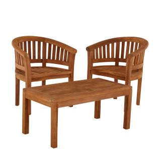 Burford Teak Coffee Table With 2 Crummock Chairs 100cm x 50cm