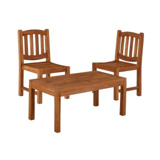 Burford Teak Coffee Table With 2 Malvern Side Chairs 100cm x 50cm