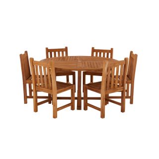 Broadway Teak Round Table With 6 Grisdale Side Chairs 150cm