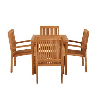 Marbrook Teak Table With 4 Henley Stacking Chairs 80cm x 80cm