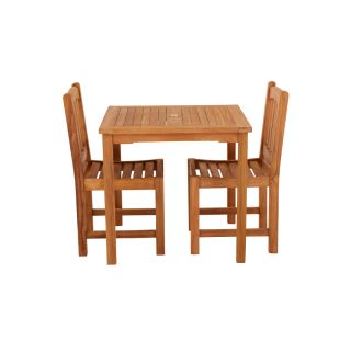 Marbrook Teak Table With 2 Malvern Side Chairs 80cm x 80cm