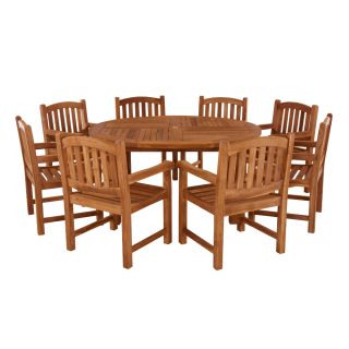 Churn Teak Round Table With 8 Malvern Carver Chairs 160cm