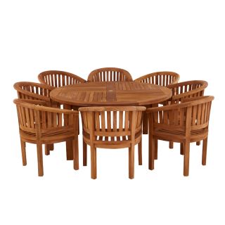 Churn Teak Round Table With 8 Crummock Carver Chairs 160cm