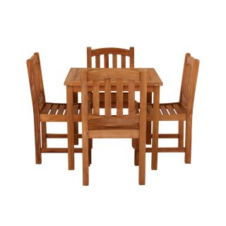 Marbrook Teak Table With 4 Malvern Side Chairs 80cm x 80cm